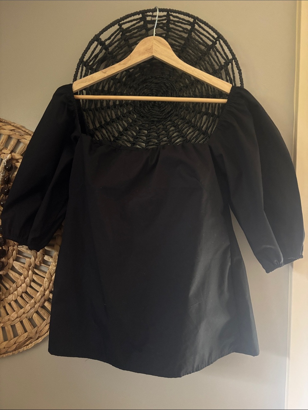 KMJ - Kate McHale Jensen - Black Puff Sleeve Square Neck Women’s Top